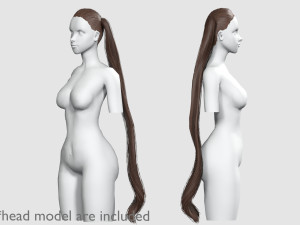 Tight Pigtails Hairstyle V8203 3D Model