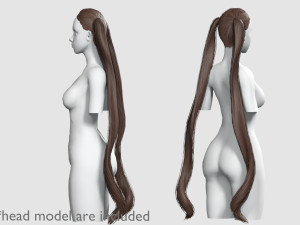 Tight Pigtails Hairstyle V8203 3D Model