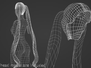 Tight Pigtails Hairstyle V8203 3D Model