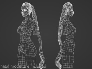 Tight Pigtails Hairstyle V8203 3D Model