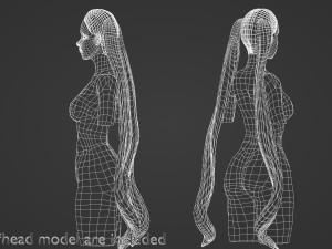 Tight Pigtails Hairstyle V8203 3D Model