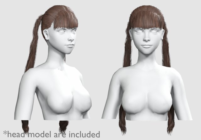 Two Braids Hairstyle V9473 3D 모델 .c4d .max .obj .3ds .fbx .stl .blend 