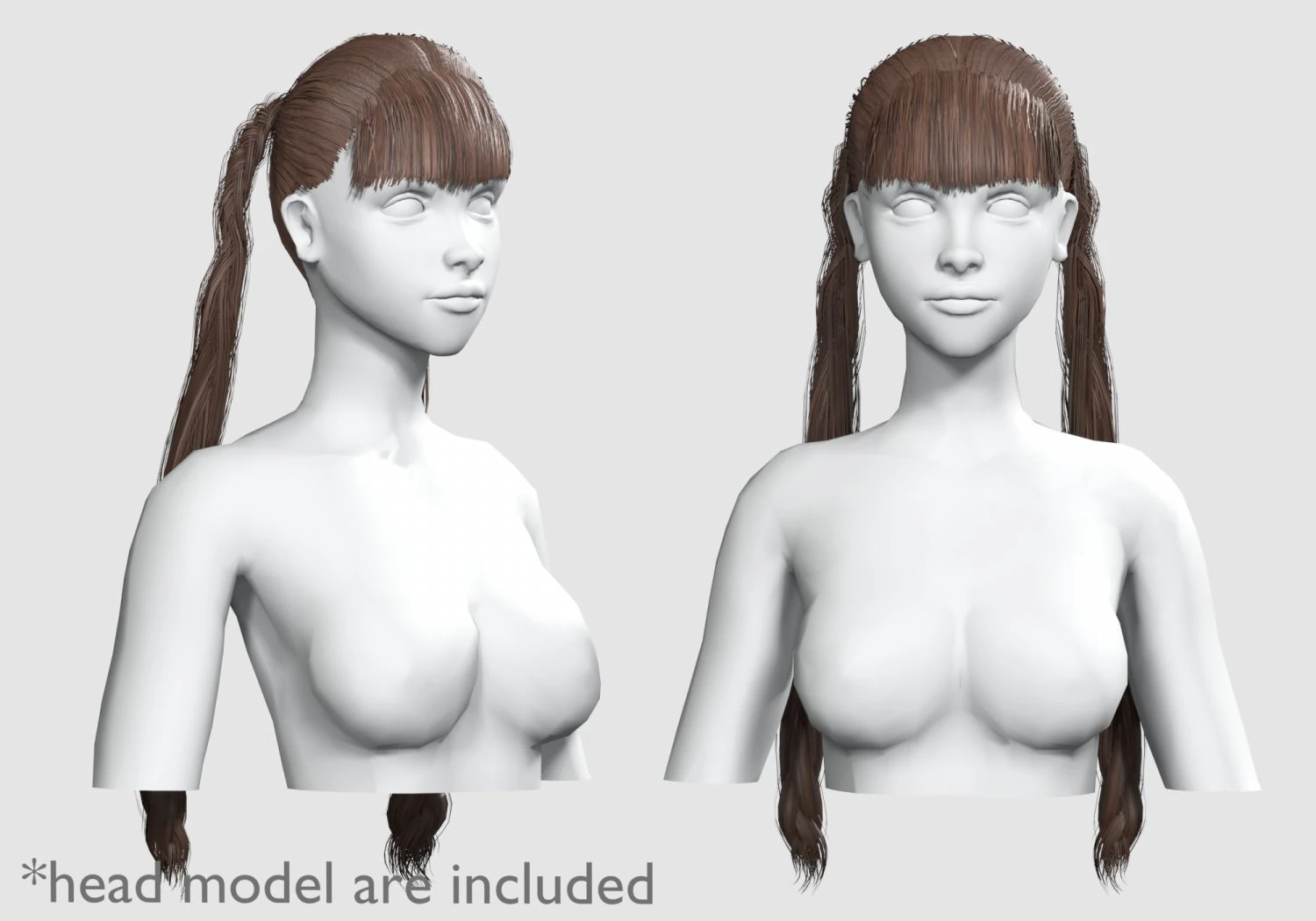 Two Braids Hairstyle V9473 3D Model .c4d .max .obj .3ds .fbx .stl .blend