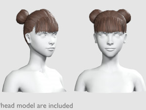 Two Bun Hairstyle V4702 3D 모델