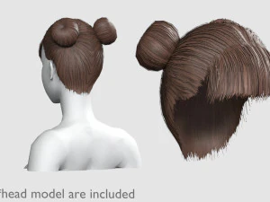 Two Bun Hairstyle V4702 3D Model