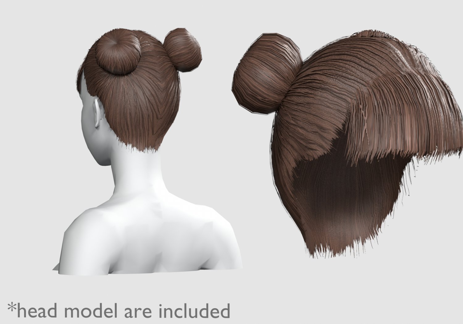 Pigtail Bun Hairstyle - 3D Model by nickianimations