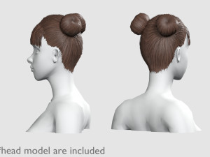 Two Bun Hairstyle V4702 3D Model