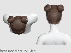 Two Bun Hairstyle V4702 3D Model