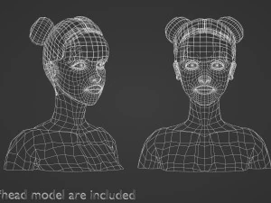 Two Bun Hairstyle V4702 3D Model