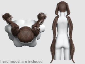Two Ponytails Hairstyle V8083 3D Model