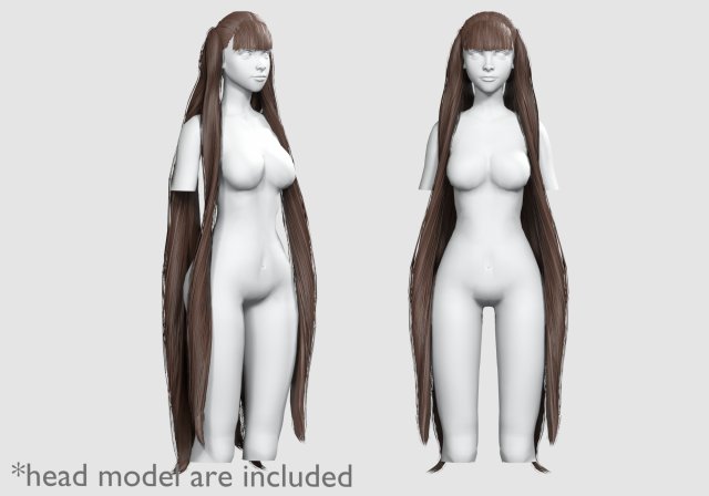 Very Long Hairstyle V13053 3D Model .c4d .max .obj .3ds .fbx .stl .blend 