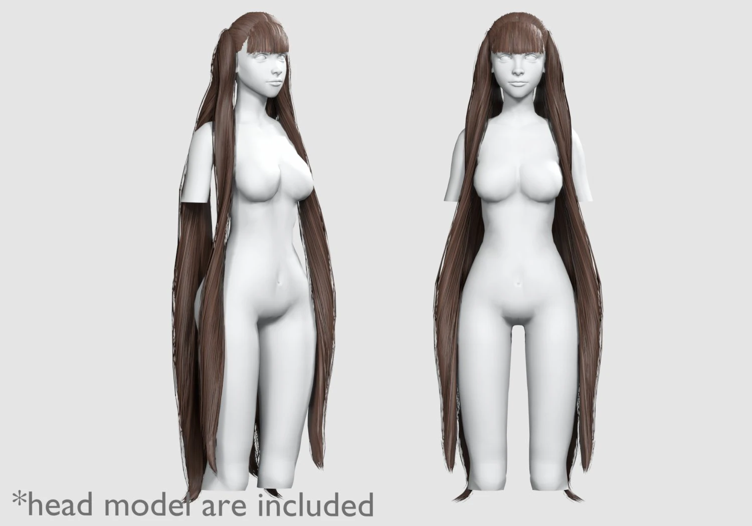 Very Long Hairstyle V13053 3D Model .c4d .max .obj .3ds .fbx .stl .blend 