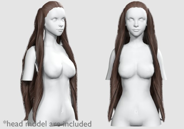 Wavy Long Hairstyle V12144 Modello 3D .c4d .max .obj .3ds .fbx .stl .blend 