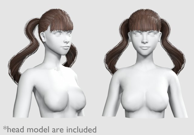 Wavy Ponytails Hairstyle V8294 3D 模型 .c4d .max .obj .3ds .fbx .stl .blend 