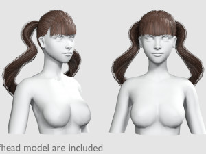 Wavy Ponytails Hairstyle V8294 3D Model
