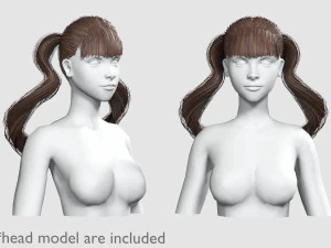 물결 모양의 포니테일 헤어스타일 V8294 3D 모델