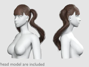 Wavy Ponytails Hairstyle V8294 3D Model