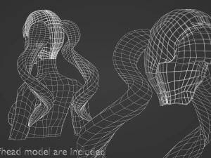 Wavy Ponytails Hairstyle V8294 3D Model