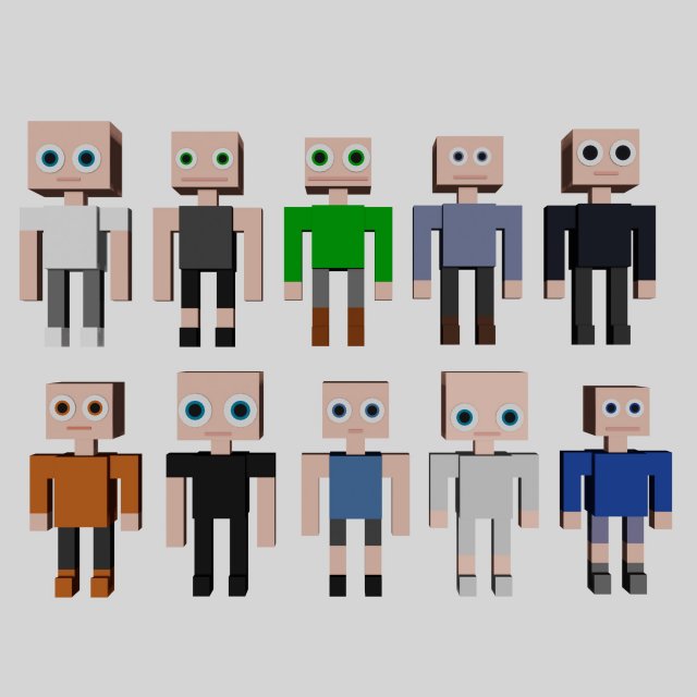 10 humans 3D Model .c4d .max .obj .3ds .fbx .stl .blend 