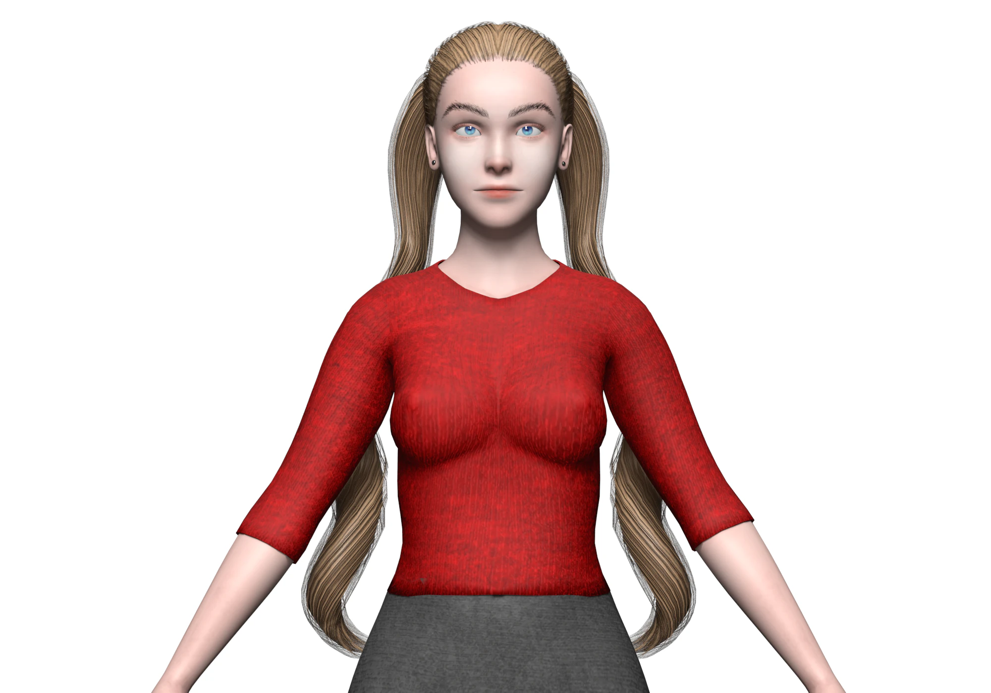 Basic cute woman V23423 3D Model .c4d .max .obj .3ds .fbx .stl .blend 