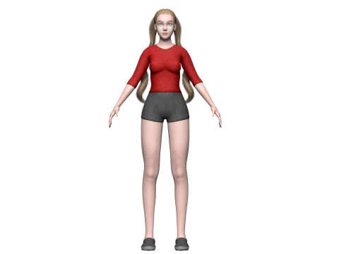 Basic cute woman V23423 3D Model