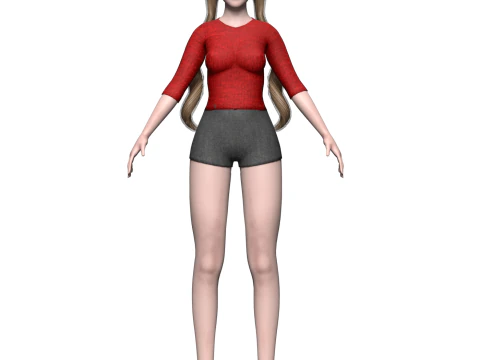 Basic cute woman V23423 3D Model