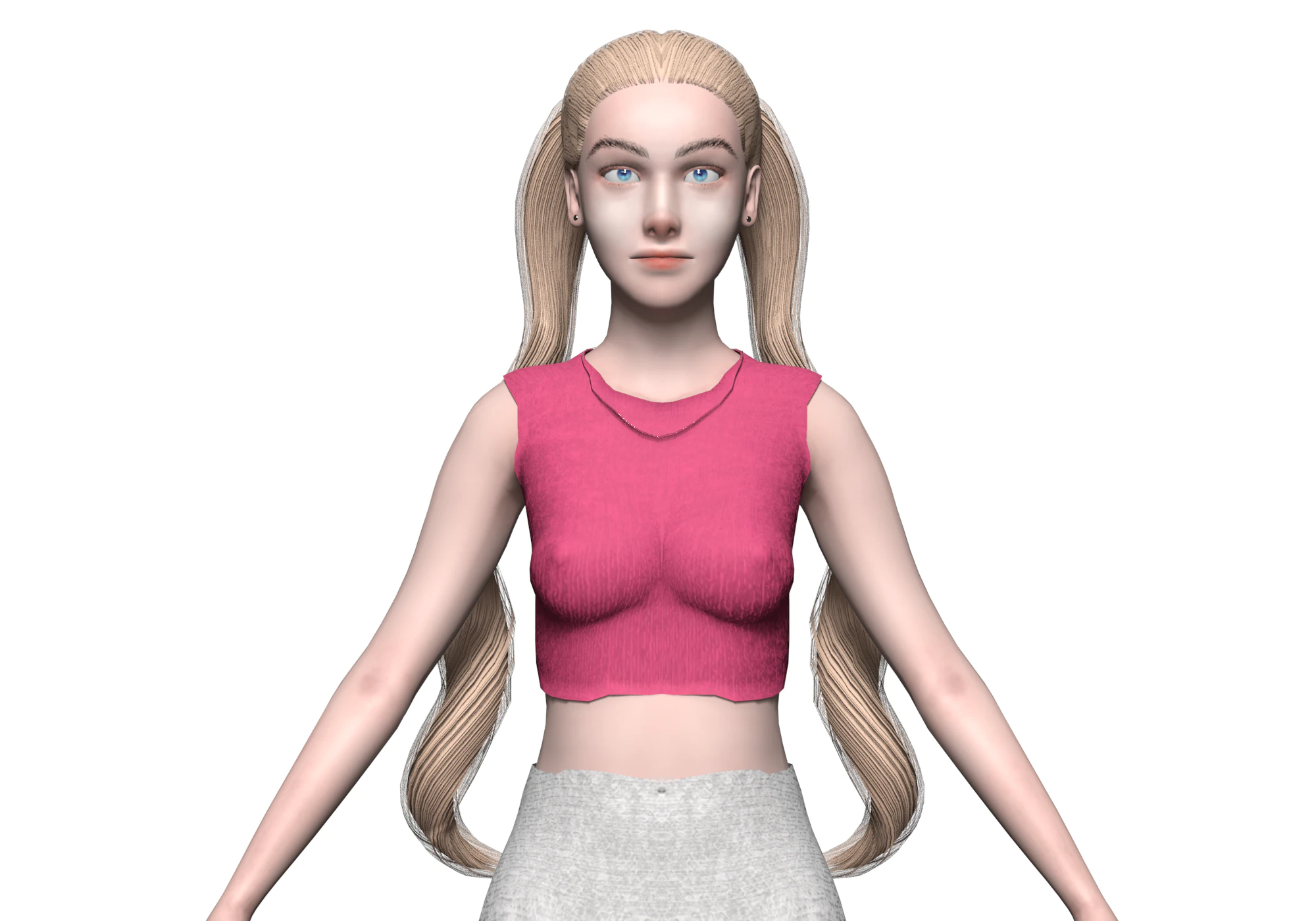 Blond basic woman V23168 3D Model .c4d .max .obj .3ds .fbx .stl .blend 