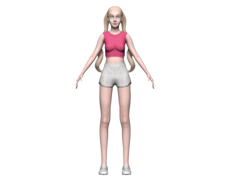 Blond basic woman V23168 3D Model