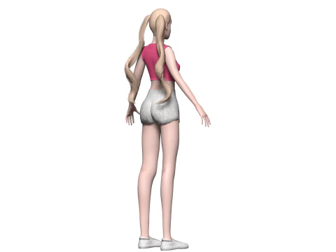 Blond basic woman V23168 3D Model
