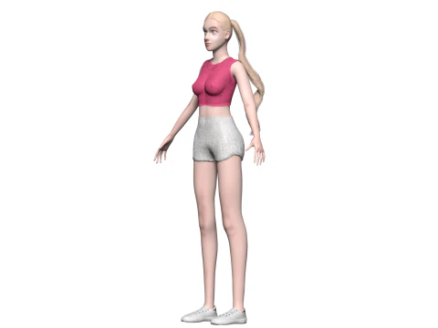 Blond basic woman V23168 3D Model