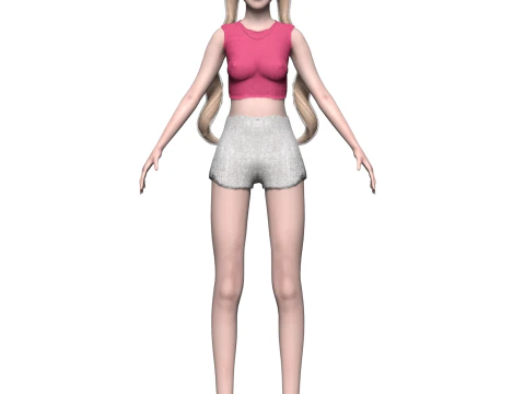 Blond basic woman V23168 3D Model
