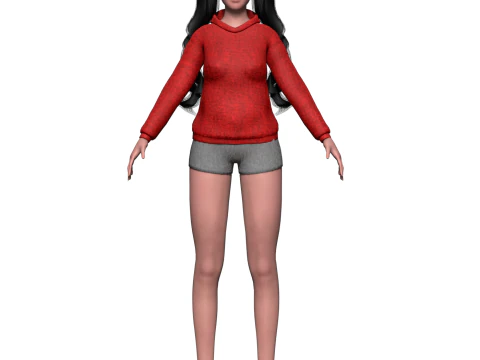 युवा बुनियादी महिला V35122 3D मॉडल