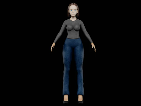Basic cute woman V29019 3D Model