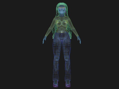 Black cute woman V37932 Modèle 3D