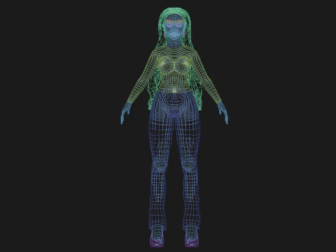 Black cute woman V37932 3D Model