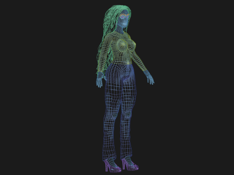 Black cute woman V37932 Modèle 3D