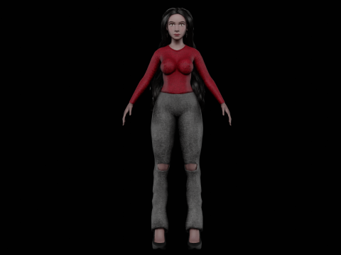 Black cute woman V37932 Modèle 3D