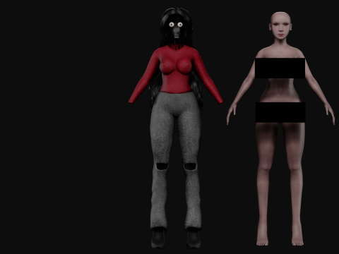 Black cute woman V37932 Modèle 3D