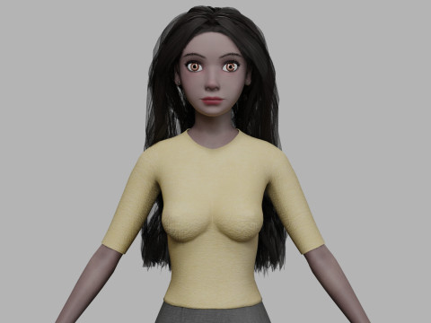 Black cartoon woman V32381 Model 3D