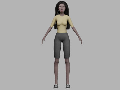 Black cartoon woman V32381 Modelo 3D