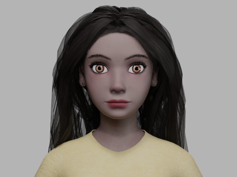 Black cartoon woman V32381 Modelo 3D