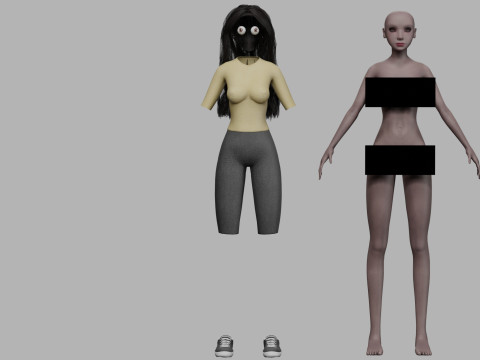Black cartoon woman V32381 Modelo 3D