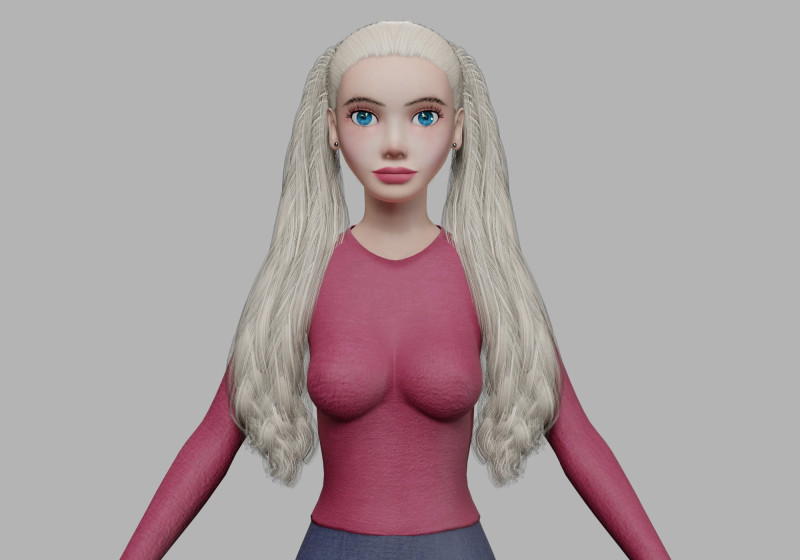 Blond cute woman V36576 3D Model .c4d .max .obj .3ds .fbx .stl .blend 