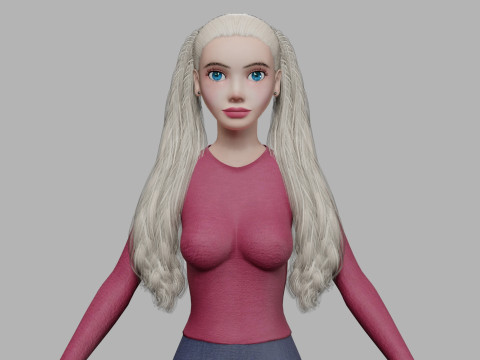 Blond cute woman V36576 3D 모델