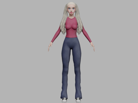Blond cute woman V36576 3D Model