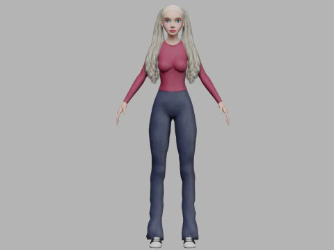 Blond cute woman V36576 3D Model