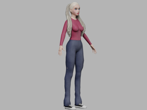Blond cute woman V36576 3D Model