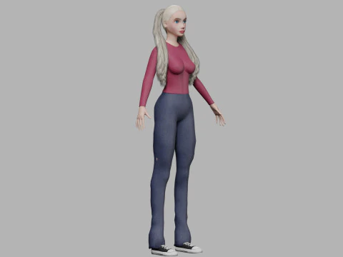 Blond cute woman V36576 3D Model