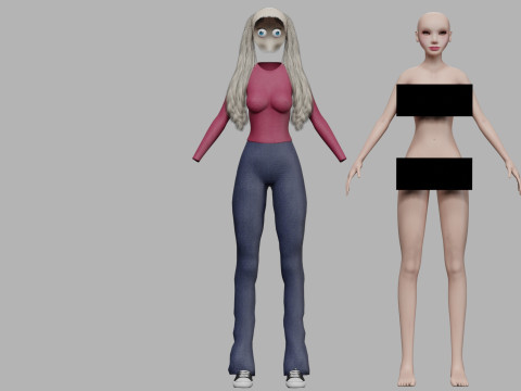 Blond cute woman V36576 3D Model