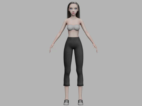 Cartoon basic woman V26831 3D Model